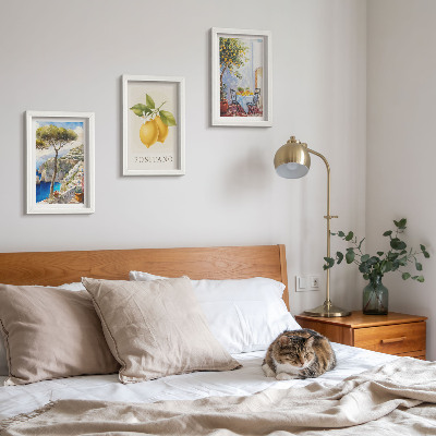3-piece wall art set Views of Positano with lemon trees in the sun