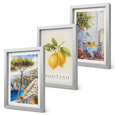 3-piece wall art set Views of Positano with lemon trees in the sun
