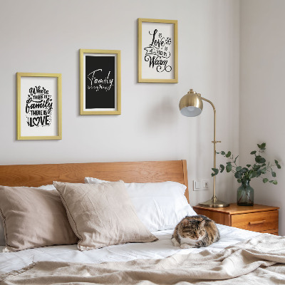 Framed triptych Family, love, warmth, home, inspirational quotes