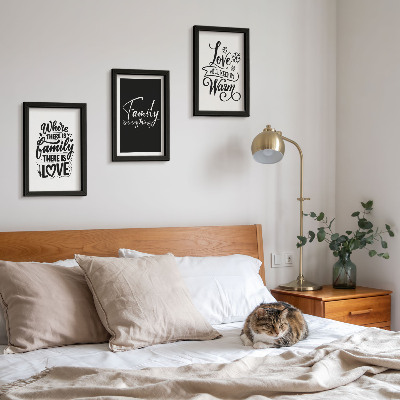 Framed triptych Family, love, warmth, home, inspirational quotes
