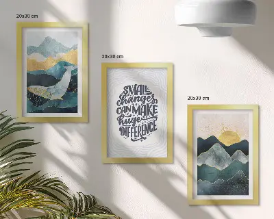 Abstract mountain landscape 3-piece wall art set with inspirational inscription