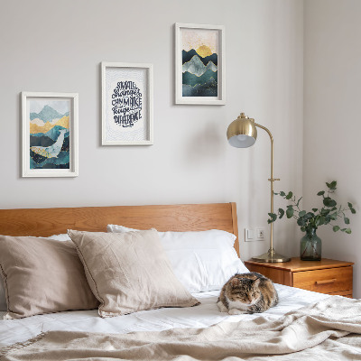 3-piece wall art set Abstract mountain landscapes inspirational inscription