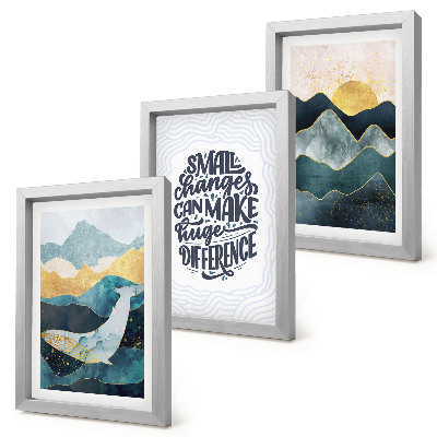 3-piece wall art set Abstract mountain landscapes inspirational inscription