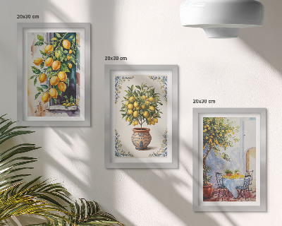 Photo frame wall Lemon trees and fruit in a sunny setting