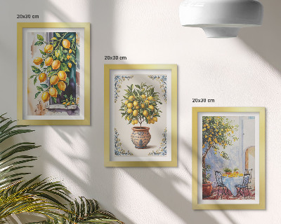 Photo frame wall Lemon trees and fruit in a sunny setting