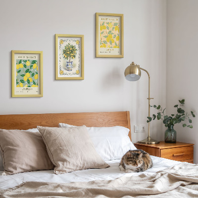 Framed triptych Citrus tree and fruit Italian posters