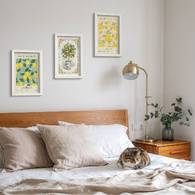 Framed triptych Citrus tree and fruit Italian posters