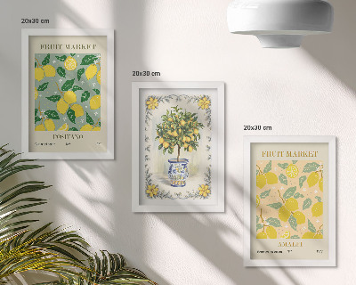 Framed triptych Citrus tree and fruit Italian posters
