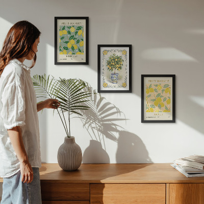 Framed triptych Citrus tree and fruit Italian posters