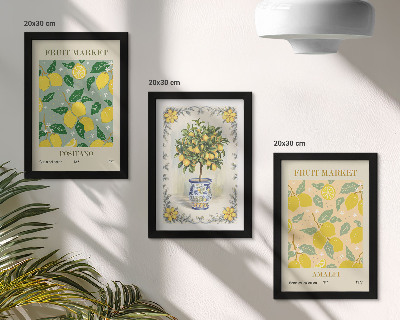 Framed triptych Citrus tree and fruit Italian posters