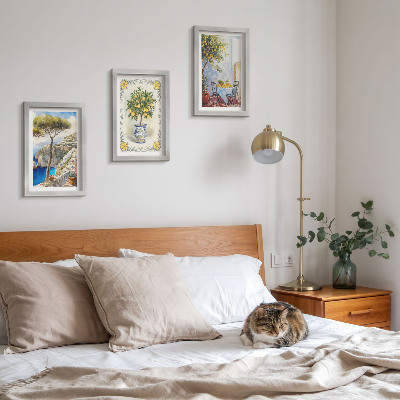 3-piece wall art set Sea views with lemon trees