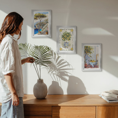 3-piece wall art set Sea views with lemon trees