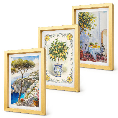 3-piece wall art set Sea views with lemon trees