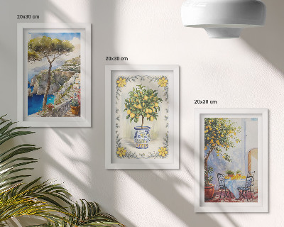3-piece wall art set Sea views with lemon trees