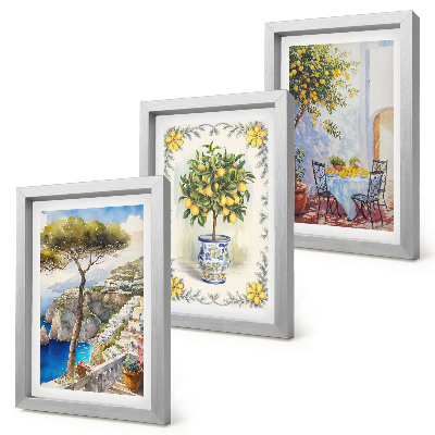 3-piece wall art set Sea views with lemon trees