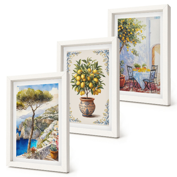 Photo frame wall Sea view with lemon tree and garden table