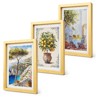 Photo frame wall Sea view with lemon tree and garden table