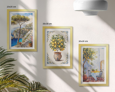 Photo frame wall Sea view with lemon tree and garden table