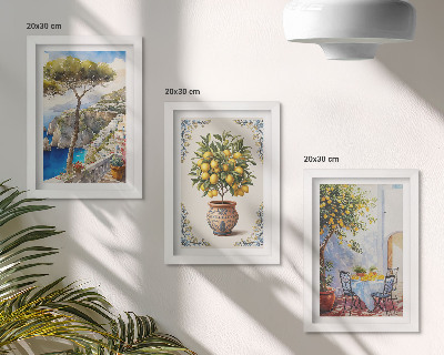 Photo frame wall Sea view with lemon tree and garden table
