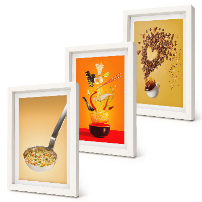 Framed triptych Kitchen food and drink themes