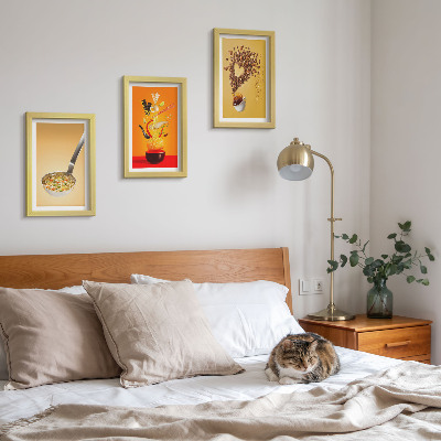 Framed triptych Kitchen food and drink themes