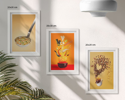Framed triptych Kitchen food and drink themes