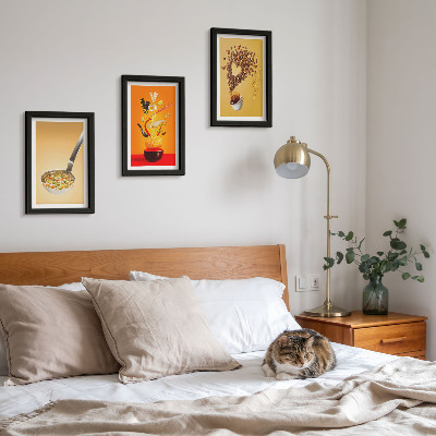 Framed triptych Kitchen food and drink themes