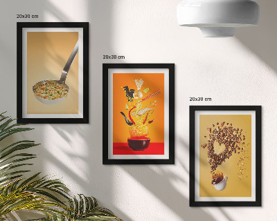 Framed triptych Kitchen food and drink themes