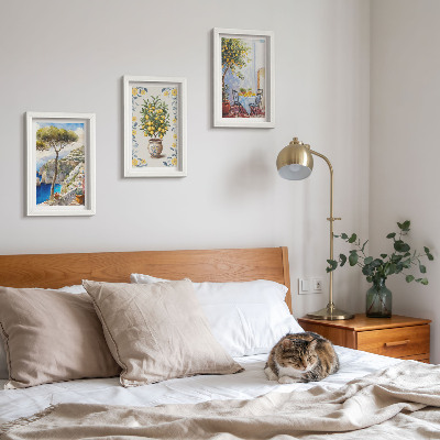 3-piece wall art set Sea view with lemon trees Italian paintings