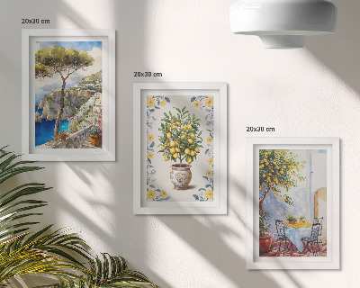 3-piece wall art set Sea view with lemon trees Italian paintings
