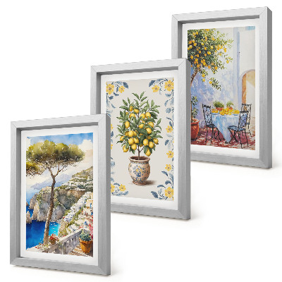 3-piece wall art set Sea view with lemon trees Italian paintings