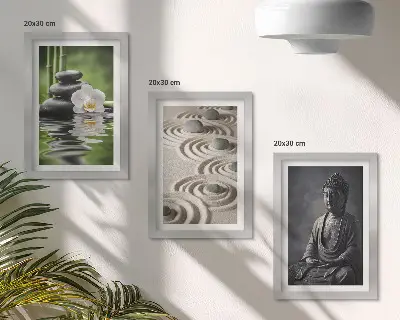 Buddha and bamboo beach triptych framed wall art