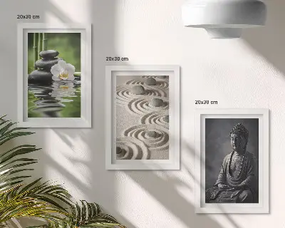 Buddha and bamboo beach triptych framed wall art