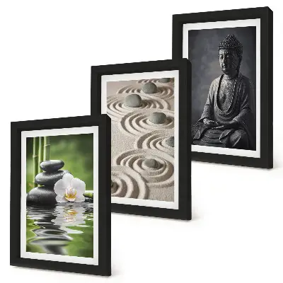 Buddha and bamboo beach triptych framed wall art