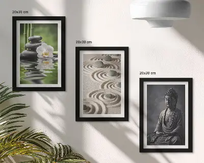 Buddha and bamboo beach triptych framed wall art