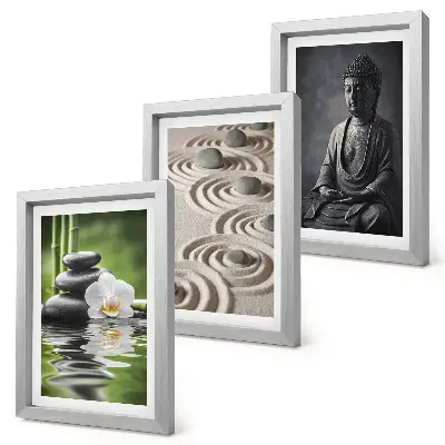 Buddha and bamboo beach triptych framed wall art