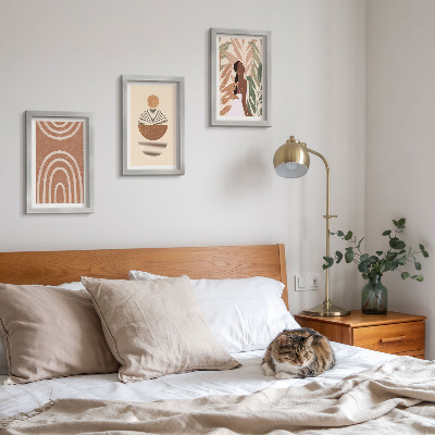 3-piece wall art set Stylish patterns with plant motifs and geometric shapes