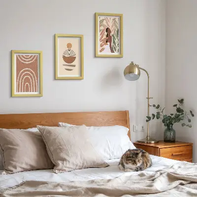 3-piece wall art set with stylish plant motifs and geometric patterns