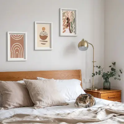 3-piece wall art set with stylish plant motifs and geometric patterns
