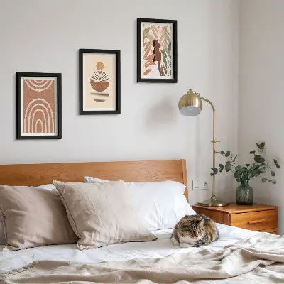 3-piece wall art set with stylish plant motifs and geometric patterns