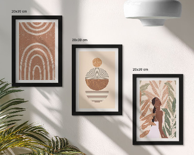 3-piece wall art set Stylish patterns with plant motifs and geometric shapes