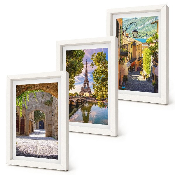 3-piece wall art set Beautiful streets, historic architecture, Eiffel Tower