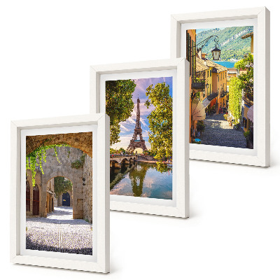 3-piece wall art set Beautiful streets, historic architecture, Eiffel Tower