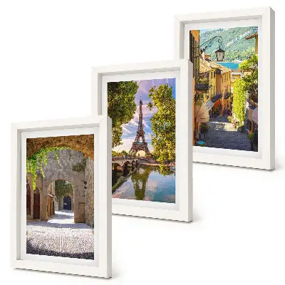 3-piece wall art set featuring beautiful streets, historic architecture, and the Eiffel Tower