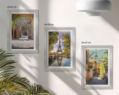 3-piece wall art set Beautiful streets, historic architecture, Eiffel Tower