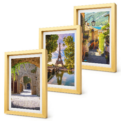 3-piece wall art set Beautiful streets, historic architecture, Eiffel Tower
