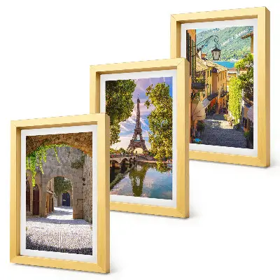 3-piece wall art set featuring beautiful streets, historic architecture, and the Eiffel Tower