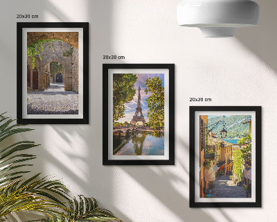3-piece wall art set Beautiful streets, historic architecture, Eiffel Tower