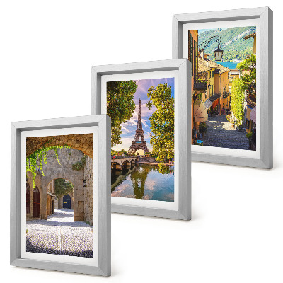 3-piece wall art set Beautiful streets, historic architecture, Eiffel Tower