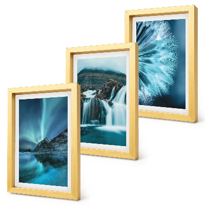 Photo frame wall Winter landscapes with waterfalls and aurora borealis